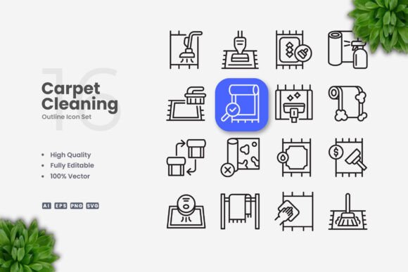 Carpet Cleaning Icons: Graphics for Modern Branding
