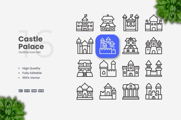Castle Palace Icons: Premium Graphics for Modern Web Design