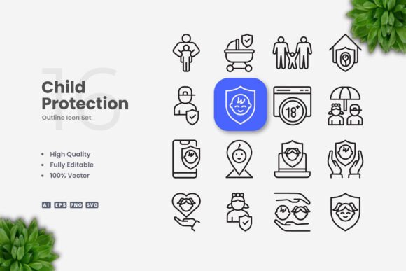 Child Protection Icons: Clean Graphics for Pro Use