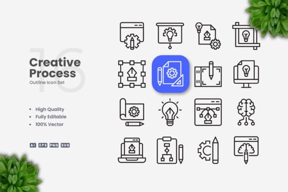 Creative Process Icons: Clean Graphics for Local Brands