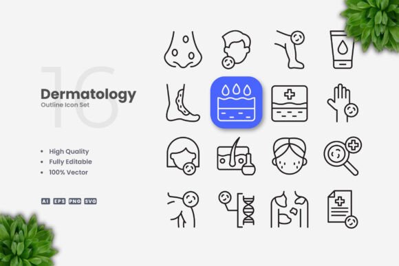 Dermatology Icons: Clean Graphics for Digital Sellers