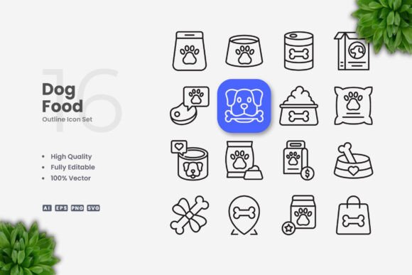 Dog Food Icons: Graphics for Digital Sellers