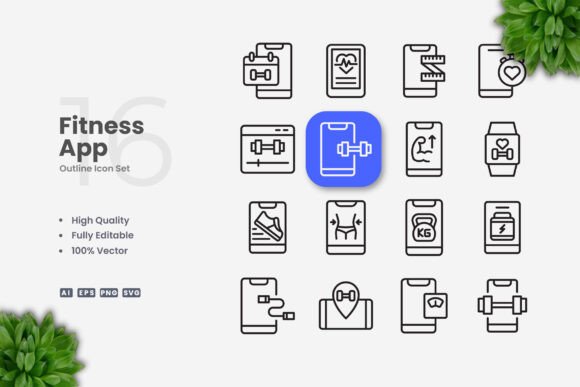 Fitness App Icons: Graphics and Icons for Digital Sellers