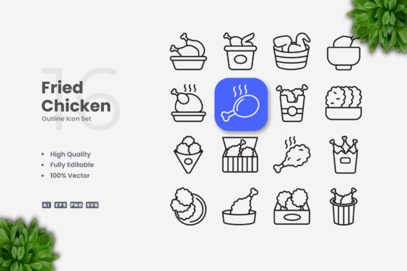 Fried Chicken Icons: Graphics and Icons for Branding