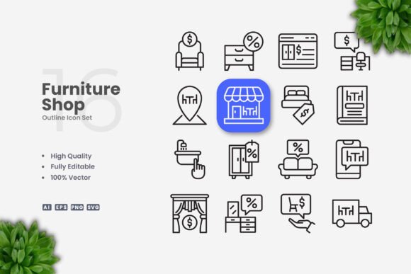 Furniture Shop Icons: Graphics and Icons for Modern Design