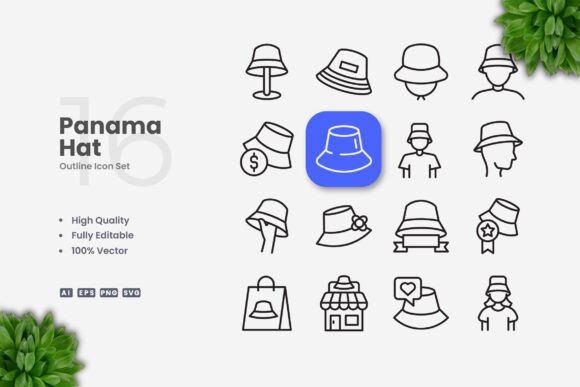 Graphic Design Asset: Panama Hat Icons