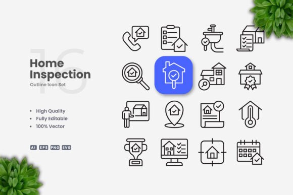 Home Inspection Icons: Graphics and Icons for Clean Design
