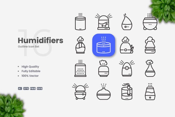 Humidifiers Icons for Graphics and Branding