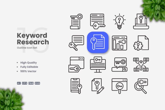 Keyword Research Icons: Graphics and Icons for Branding