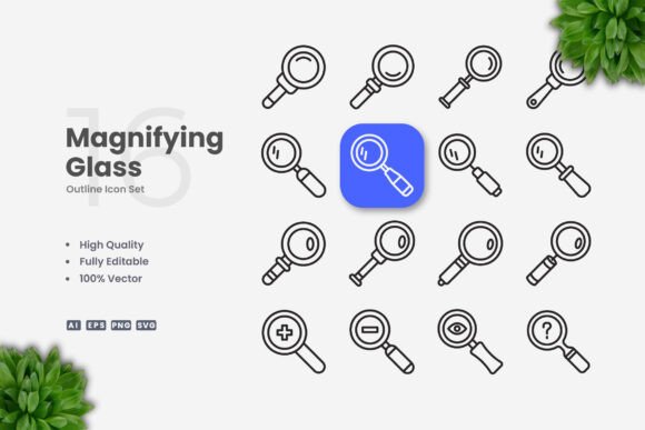 Magnifying Glass Icons for Graphics and Icons