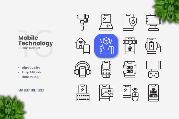Mobile Technology Icons for Graphics and Icons