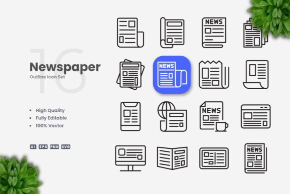 Newspaper Icons for Graphics & Branding