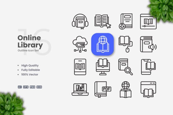 Online Library Icons: Graphics and Icons for Creative Design