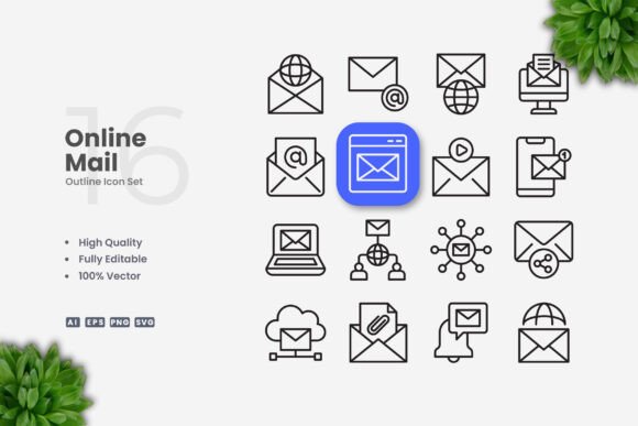 Online Mail Icons for Graphic Design
