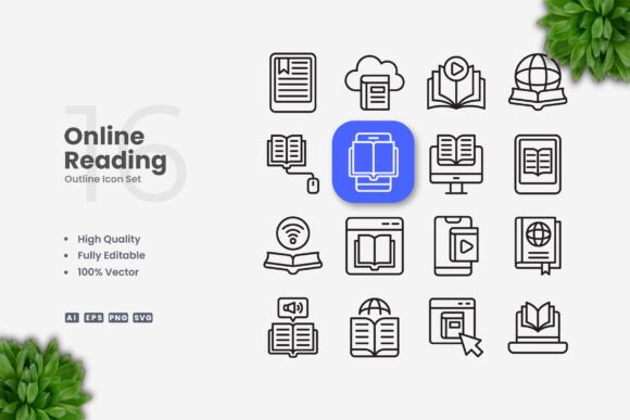 Online Reading Icons for Creative Crafts