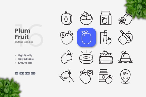 Plum Fruit Icons: Graphics and Icons for Creative Design