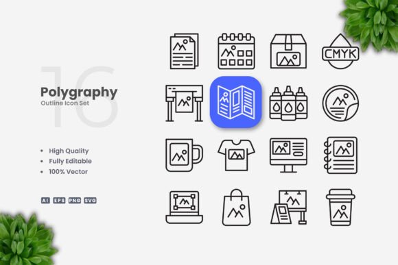 Polygraphy Icons: Graphics and Icons for Local Business