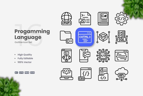 Programming Language Icons: Graphics and Icons for Modern Design