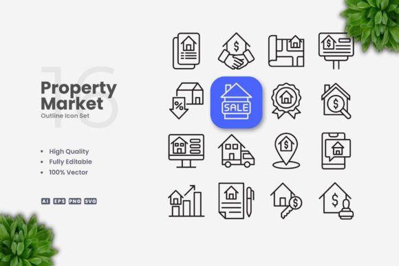 Property Market Icons: Graphics and Icons for Digital Sellers