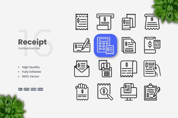 Receipt Icons for Graphic Design