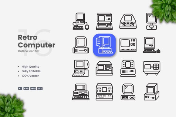 Retro Computer Icons for Graphics and Icons