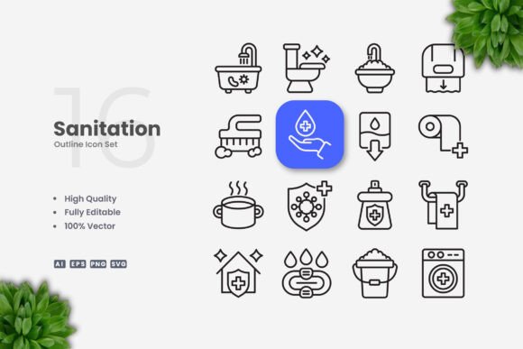Sanitation Icons for Graphics and Icons